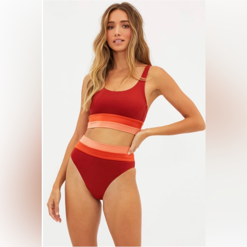 Beach Riot Desert Clay Colorblock Mackenzie swim suit size small
